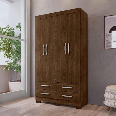 Guarda Roupa Solteiro Olívia 4 Portas de Bater 4 Gavetas MDP Malbec Framar