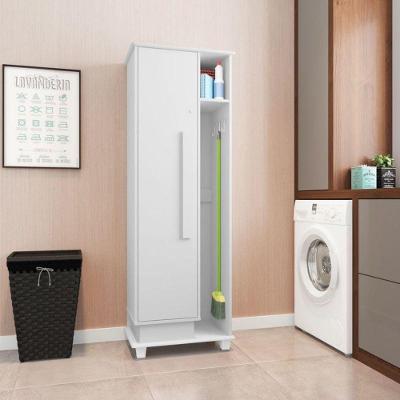 Armário Multiuso para Lavanderia Brisa do Vale 1 Porta 4 Prateleiras 39CM Branco RV Móveis