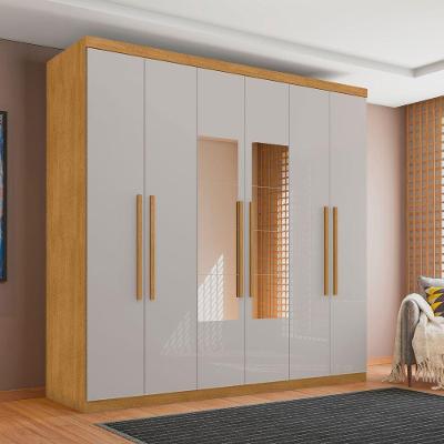 Guarda Roupa Casal Versa 6 Portas 4 Gavetas MDF com Espelho Naturalle Off White Framar
