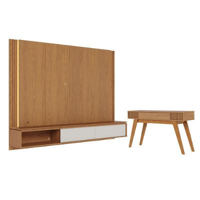 Conjunto de Buffet e Painel Mabel para TV 75 217CM MDP MDF Freijo Off White Colibri Móveis