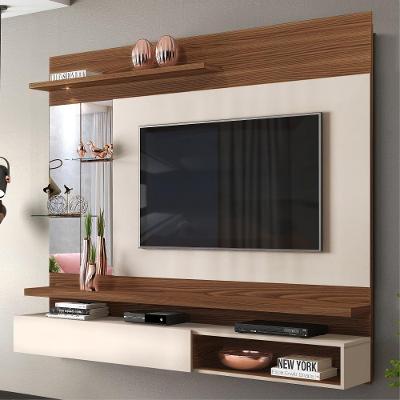 Painel para TV Atria 55" 180CM MDF com Espelhos LED Caiena Creme DJ Móveis