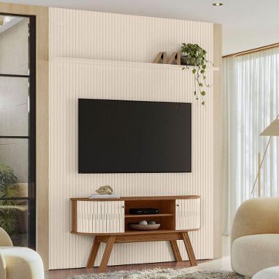Conjunto Painel e Rack para TV Lume Nobre Naturale Off White 65 Polegadas MDP Casah