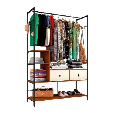Guarda Roupa Closet Casal Alara Industrial sem Porta 2 Gavetas Canela Off White Art Panta