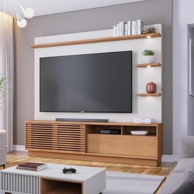 Home para TV Home Pérola para Tv Ate 70 Polegadas MDP com Led Freijó Off White Matte Colibri Móveis