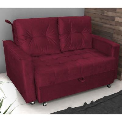 Sofá Cama Solar 2 Lugares Retrátil e Reclinável Vermelho Veludo Matrix