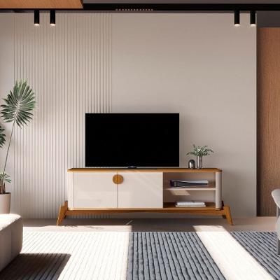 Bancada Siena 60 MDF Off White Nature para TV 60 Bechara Móveis