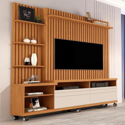 Home para TV Lena 55 Polegadas 180CM MDP MDF Nature Off White Germai Móveis