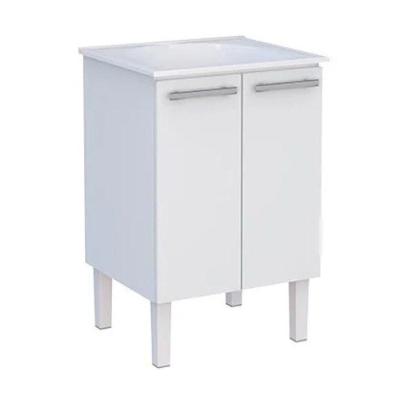 Gabinete para Lavanderia com Tanque Linha Dourada 2 Portas Aço Branco 60CM Cozimax