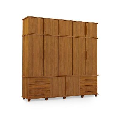 Guarda Roupa Casal Viena 12 Portas de Bater 6 Gavetas Carvalho New Casah
