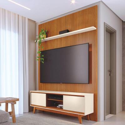 Conjunto Painel e Rack TH SHOP para TV 75 Polegadas MDP Cinamomo Off White Casah