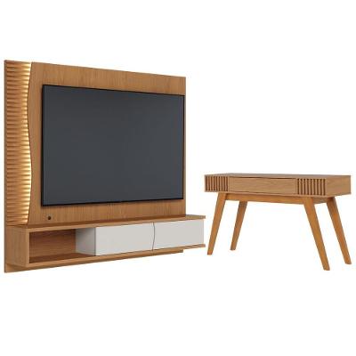 Conjunto Aparador e Painel para TV Évora 65" 179CM MDP MDF Freijó Off White Matte Colibri Móveis