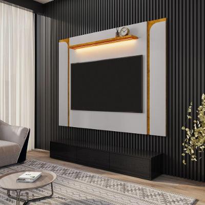 Painel para TV Terra Nobre 75 Polegadas 180CM MDP Off White Naturalle Bechara Móveis