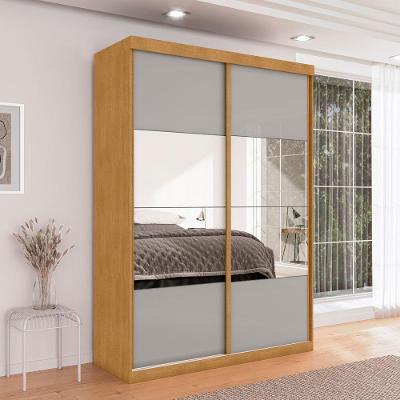 Guarda Roupa Solteiro Nobre 2 Portas Correr 3 Gavetas com Espelho Naturalle-Off White Framar