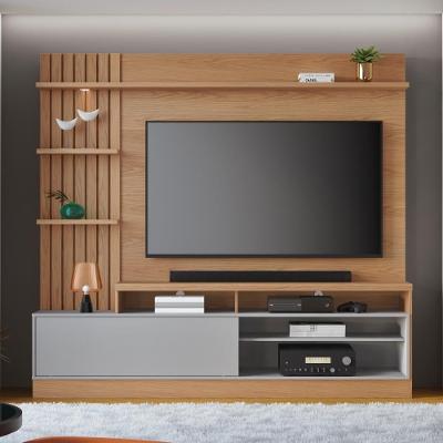 Home para TV Home Iguazu Freijó Cinza Até 65 MDP com Iluminação LED Ripado Colibri Móveis