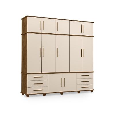 Guarda Roupa Casal Yara 12 Portas 6 Gavetas MDF Malbec-Off White Casah