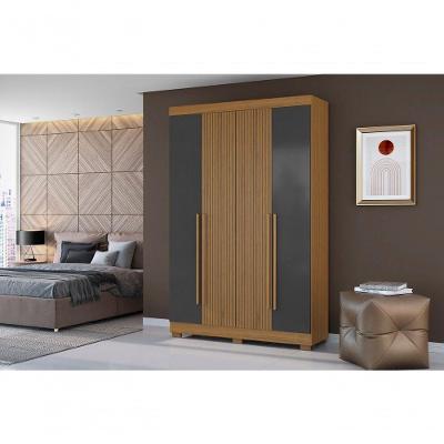 Guarda Roupa Casal 4 Portas Bater 2 Gavetas MDP Atacama Grafite
