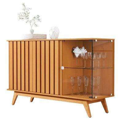 Buffet Luna Retro 3 Portas Ripado MDP Nature Marrom Bechara Móveis