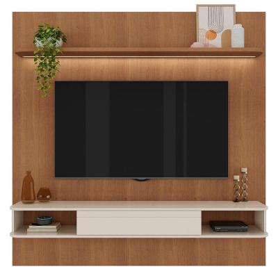 Painel para TV Monte da Serra 75 Polegadas MDF-MDP com Prateleira Iluminacao LED Cinamomo Off White