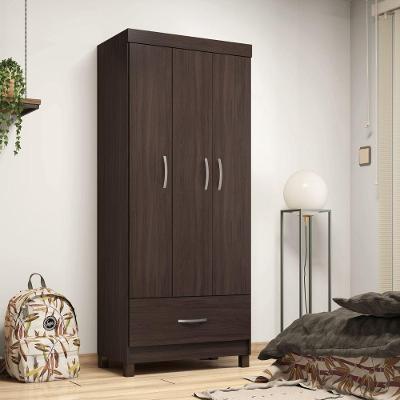 Conjunto Guarda Roupa Casal e Sapateira Mistral 3 Portas 1 Gaveta MDP Cafe Touch Demóbile