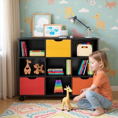 Nicho Organizador Bilbao Retangular MDP Gavetas Quarto Infantil Preto Colorido