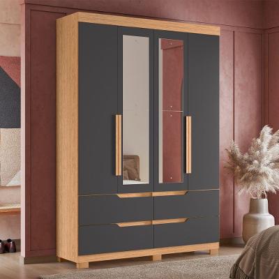 Guarda Roupa Casal Taos TH SHOP 6 Portas Bater 4 Gavetas MDP Freijó-Titanium Albatroz Móveis