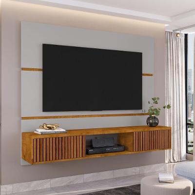 Painel para TV Vera 65 Polegadas MDF Ripado Off White Nature Bechara Móveis