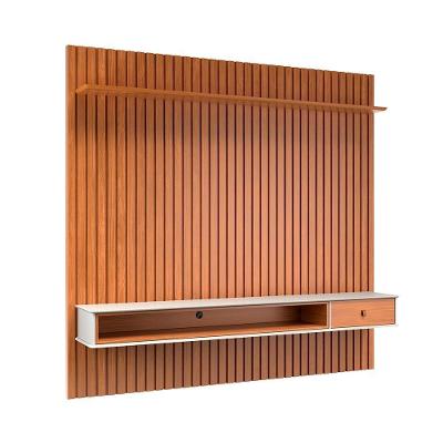 Home Aurora para Tv Ripado 75 Polegadas MDF-MDP Off White-Nature Tebarrot Móveis