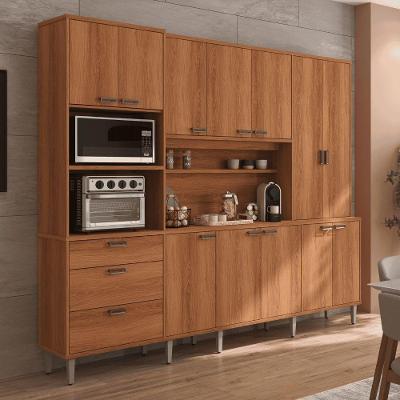 Kit Cozinha Armário Órion 12 Portas 4 Gavetas MDP MDF Jequitibá Casah