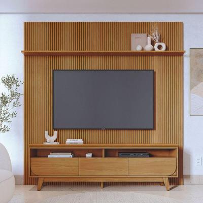 Conjunto Painel e Rack Sirius TH SHOP para TV 75 Polegadas MDP Cumaru Marrom Casah