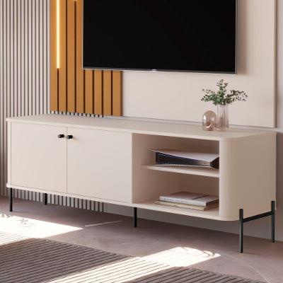 Rack para TV Bancada Tucupi 1.4 Off White Preto 58 Polegadas 143CM MDF Bechara Móveis