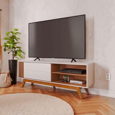 Rack para TV Theo 60 Polegadas 160CM MDP MDF Off White Matte Freijo Colibri Móveis