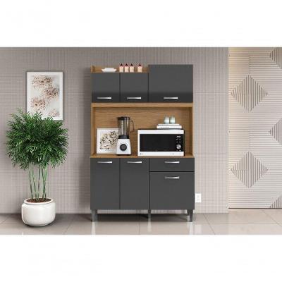 Kit Cozinha Compacta Berlim 6 Portas 1 Gaveta MDP Atacama e Grafite