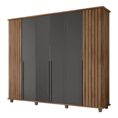 Guarda Roupa Casal Scala Nobre 6 Portas 3 Gavetas MDF MDP Cinamomo Grafite RV Móveis