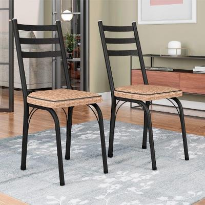 Kit 2 Cadeiras de Jantar 141 Sf Aço Tubular Sintético Preto Fosco Rattan