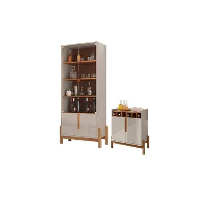 Conjunto Cristaleira e Bar Cosmic 2 Portas 4 Prateleiras MDF MDP Off White Cedro
