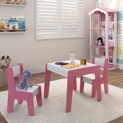 Conjunto de Mesa Infantil Jasmim Encosto Ergonômico Branco Rosa OFT Móveis