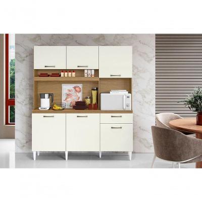 Kit Cozinha Compacta Siena 6 Portas 1 Gaveta 160CM Off White Atacama