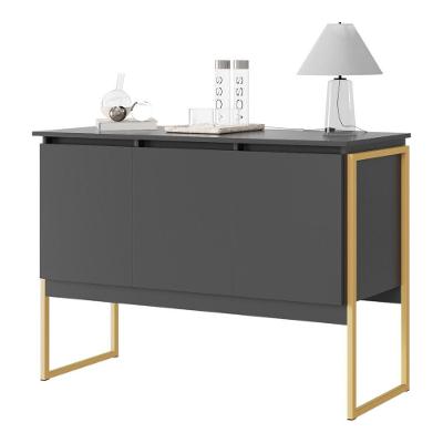 Buffet Benício Industrial 3 Portas MDP Perfex Preto Dourado Casah