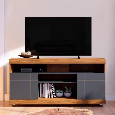 Rack para TV Rack para TV com Portas Aurora 47" 136CM MDP com Nichos Noce Preto Colibri Móveis