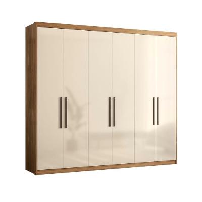 Guarda Roupa Casal Milan 6 Portas de Bater 4 Gavetas MDF Amêndola Touch- Off White Demóbile