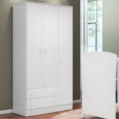 Guarda Roupa Solteiro Artemis 3 Portas 2 Gavetas MDP Rosa Acetinado Qmovi