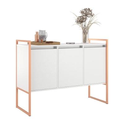 Buffet Monet Industrial 3 Portas 120CM Branco Cobre Plata Móveis