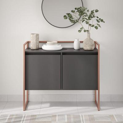 Buffet Solar Nobre para Sala Industrial 2 Portas MDP 100,9CM Preto Plata Móveis