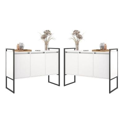 Buffet Meraki Industrial 3 Portas 2 Unidades 120CM Branco Plata Móveis
