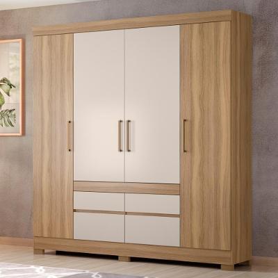Guarda Roupa Casal Salerno Élide 4 Portas 4 Gavetas MDP Amendola Off White Demóbile