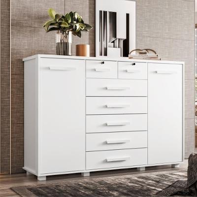 Cômoda Selene 7 Gavetas MDP Puxadores MDF Branco Fosco Albatroz Móveis