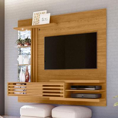 Painel para TV Frisado com LED Johnny Fendi Naturale 182CM MDP com Espelho Cumaru Casah