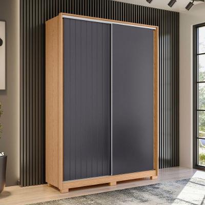 Guarda Roupa Casal Serra Clara 2 Portas de Bater 3 Gavetas Freijó Off White Titanium Albatroz Móveis