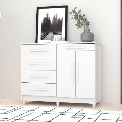 Cômoda Sapateira Orion 5 Gavetas MDP Puxador MDF Branco Vila Rica