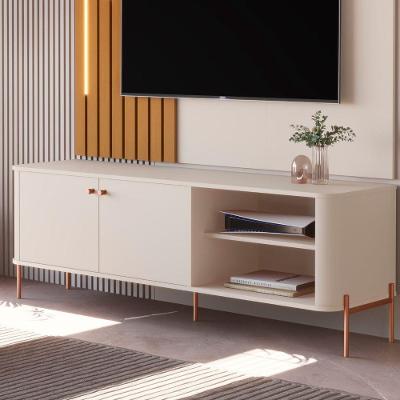 Rack Bancada Tucupi 1.4 para TV 58 Polegadas MDF Off White Bronze Bechara Móveis